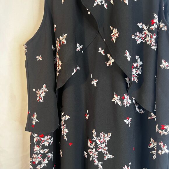 Apt 9 Sleeveless Floral Print Aline Dress Ruffled Bodice Dressy Size Large - Picture 4 of 11